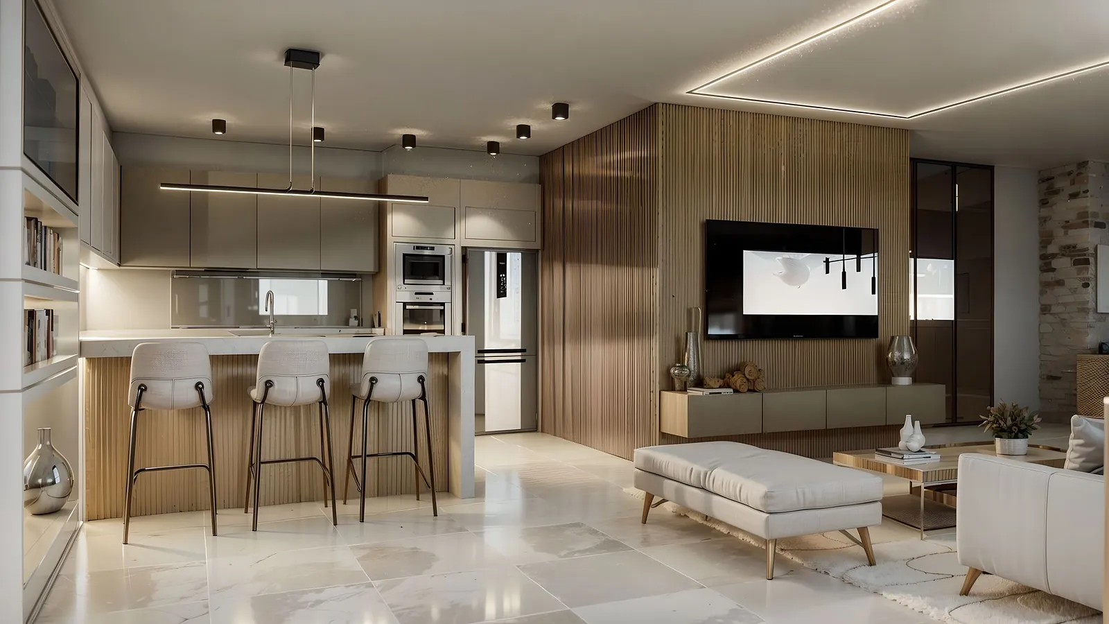 Cozinha com bancada e painel