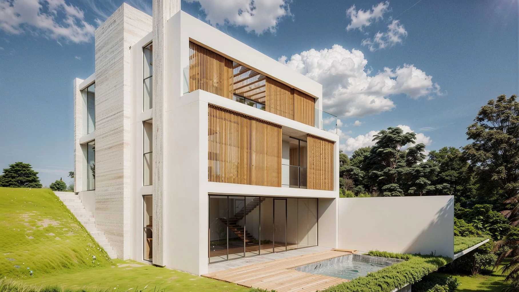 Residência com brises de madeira, projeto do Estúdio Petrus