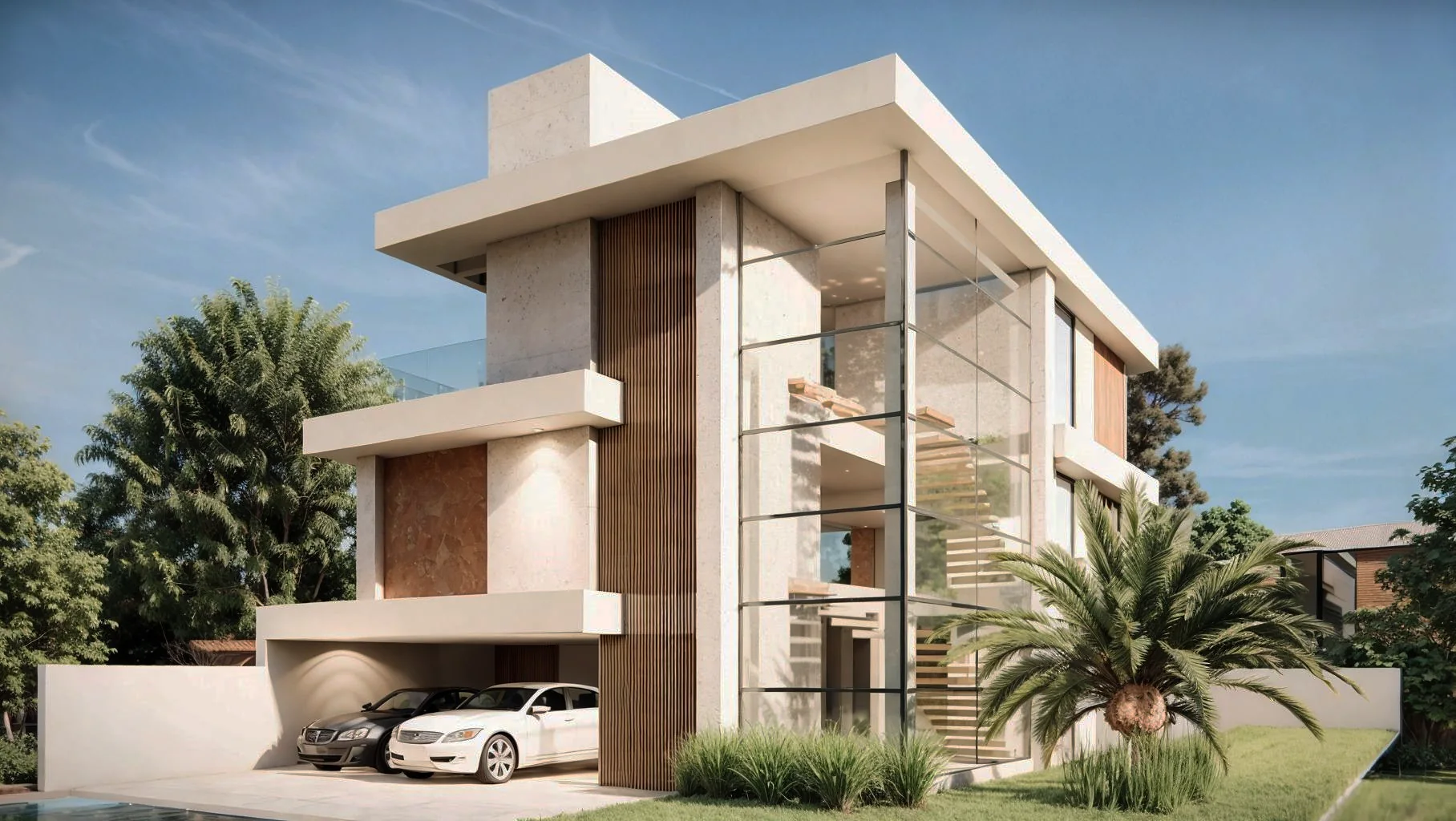 Residência em concreto e madeira, projeto do Estúdio Petrus